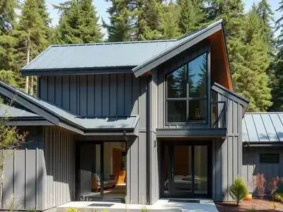 Metal roof installation - Lopez Island home